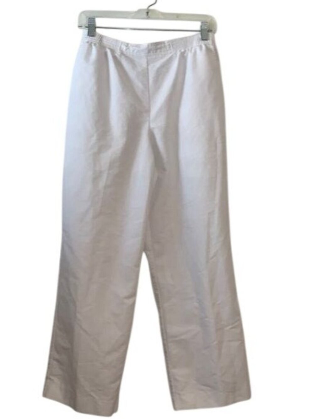 Alfred Dunner Womens White Pull-On Elastic Waist Pants Size 10 Cotton Blend